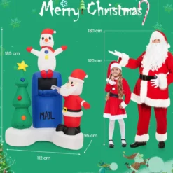 185 cm Weihnachtsaufblasbare Beleuchtete Briefkasten Weihnachtsmann Bunt