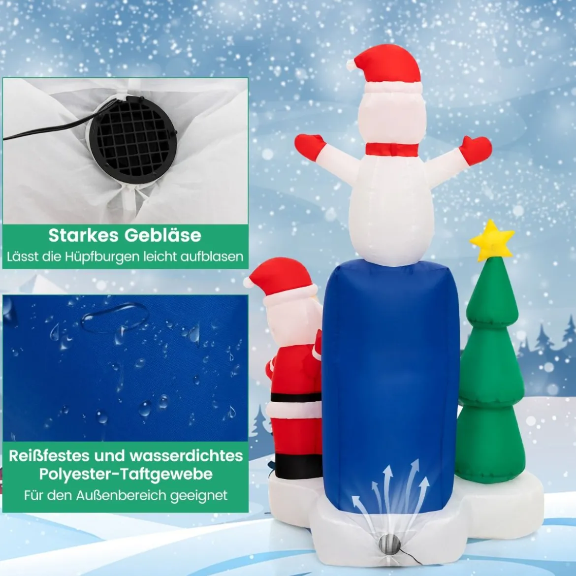 185 cm Weihnachtsaufblasbare Beleuchtete Briefkasten Weihnachtsmann Bunt