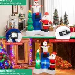 185 cm Weihnachtsaufblasbare Beleuchtete Briefkasten Weihnachtsmann Bunt