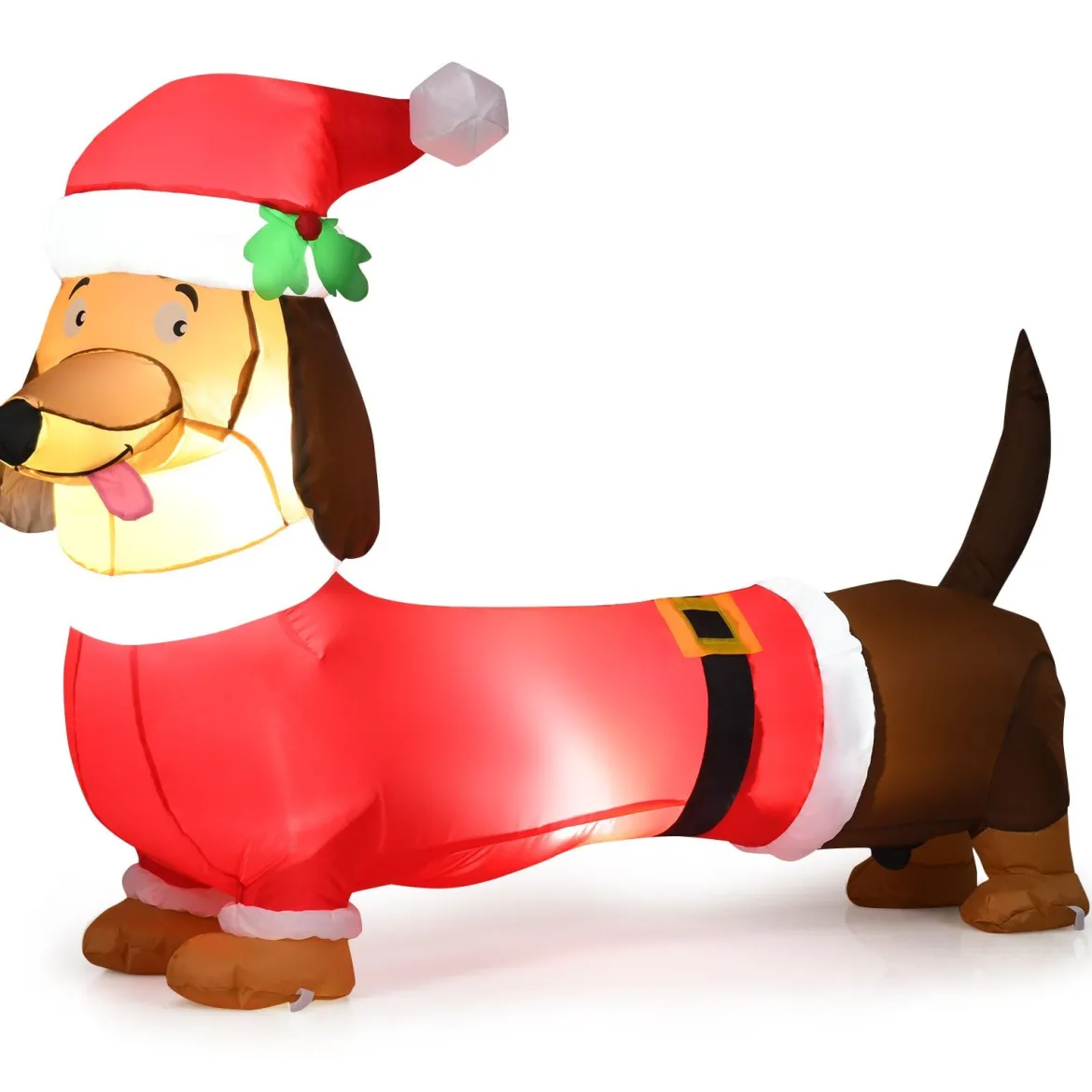 160 cm Weihnachts-aufblasbarer Hund selbstaufblasender Weihnachts-Hund mit integrierten Leuchtmitteln Polyestergewebe