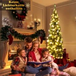 225 cm Weihnachtsbaum Hochwertige PVC Nadeln Bleistift-Förmiger Weihnachtsbaum Grün