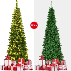 225 cm Weihnachtsbaum Hochwertige PVC Nadeln Bleistift-Förmiger Weihnachtsbaum Grün