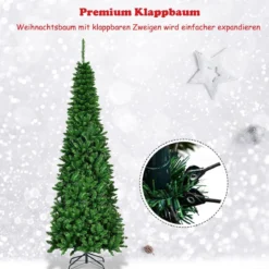 225 cm Weihnachtsbaum Hochwertige PVC Nadeln Bleistift-Förmiger Weihnachtsbaum Grün