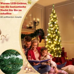 225 cm Weihnachtsbaum Hochwertige PVC Nadeln Bleistift-Förmiger Weihnachtsbaum Grün