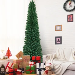 240 cm Weihnachtsbaum Hochwertige PVC Nadeln Künstlicher Bleistift-Förmiger Weihnachtsbaum Grün