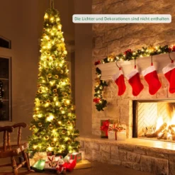 240 cm Weihnachtsbaum Hochwertige PVC Nadeln Künstlicher Bleistift-Förmiger Weihnachtsbaum Grün