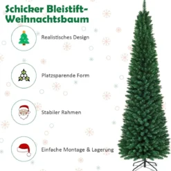 240 cm Weihnachtsbaum Hochwertige PVC Nadeln Künstlicher Bleistift-Förmiger Weihnachtsbaum Grün