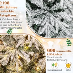 270 cm Weihnachtsbaum künstlich mit Beleuchtung und Schnee dichter LED Tannenbaum Christbaum