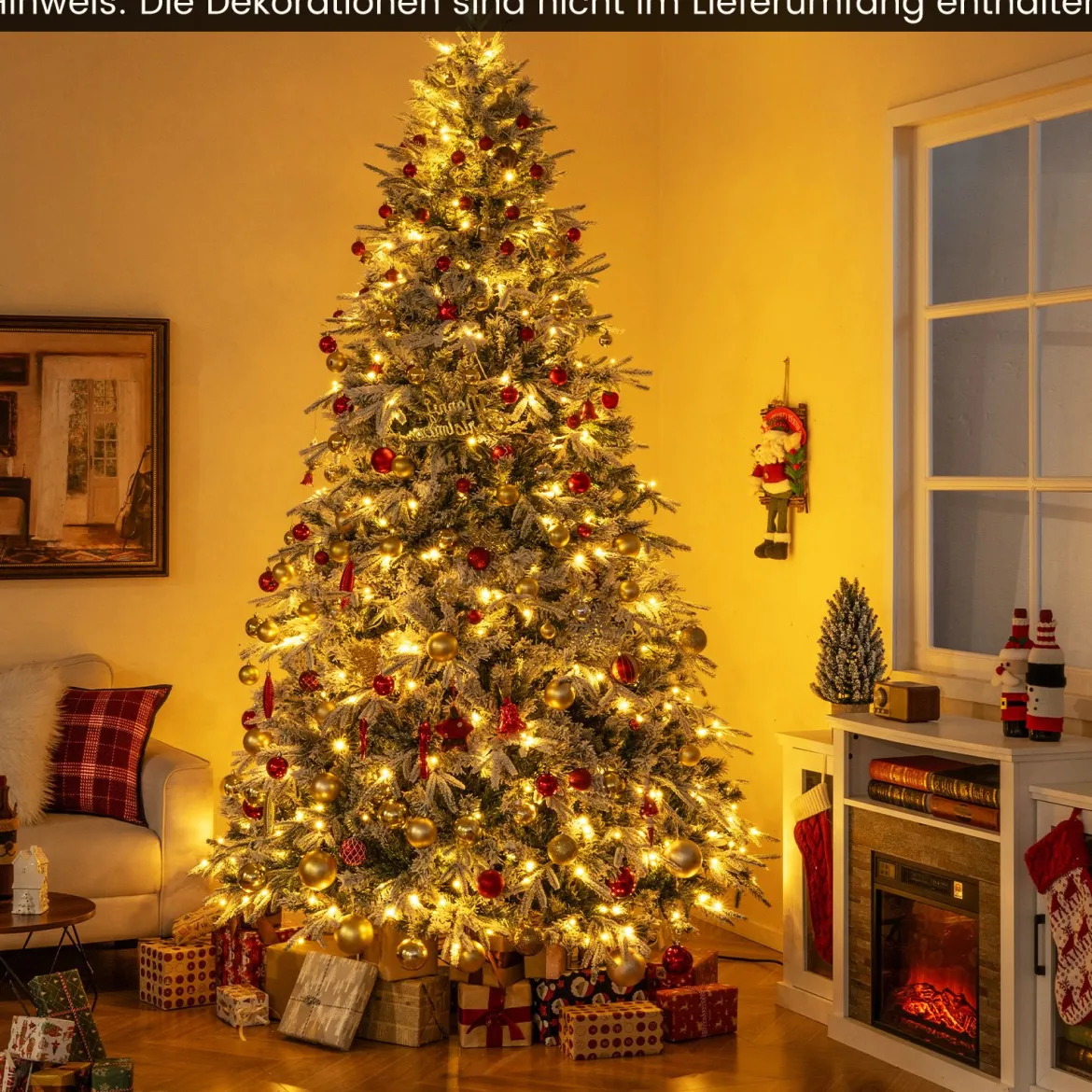 270 cm Weihnachtsbaum künstlich mit Beleuchtung und Schnee dichter LED Tannenbaum Christbaum