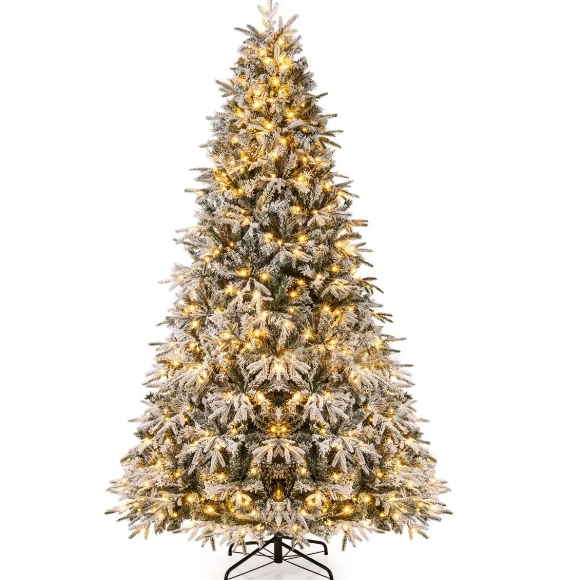 270 cm Weihnachtsbaum künstlich mit Beleuchtung und Schnee dichter LED Tannenbaum Christbaum