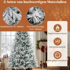 270 cm Weihnachtsbaum künstlich mit Beleuchtung und Schnee dichter LED Tannenbaum Christbaum