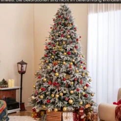 270 cm Weihnachtsbaum künstlich mit Beleuchtung und Schnee dichter LED Tannenbaum Christbaum