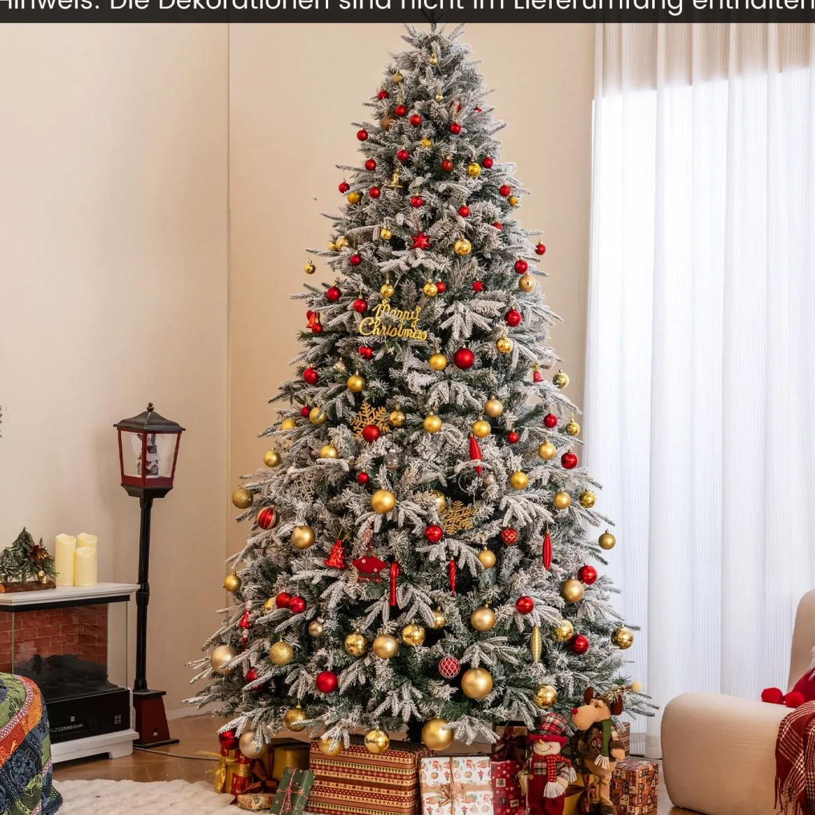 270 cm Weihnachtsbaum künstlich mit Beleuchtung und Schnee dichter LED Tannenbaum Christbaum