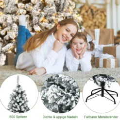 180 cm Weihnachtsbaum mit Schnee Premium-PVC-Nadeln mit LED-Lichtern Kunstbaum Weihnachten