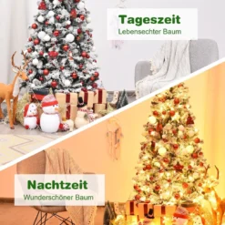 180 cm Weihnachtsbaum mit Schnee Premium-PVC-Nadeln mit LED-Lichtern Kunstbaum Weihnachten