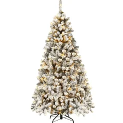 180 cm Weihnachtsbaum mit Schnee Premium-PVC-Nadeln mit LED-Lichtern Kunstbaum Weihnachten