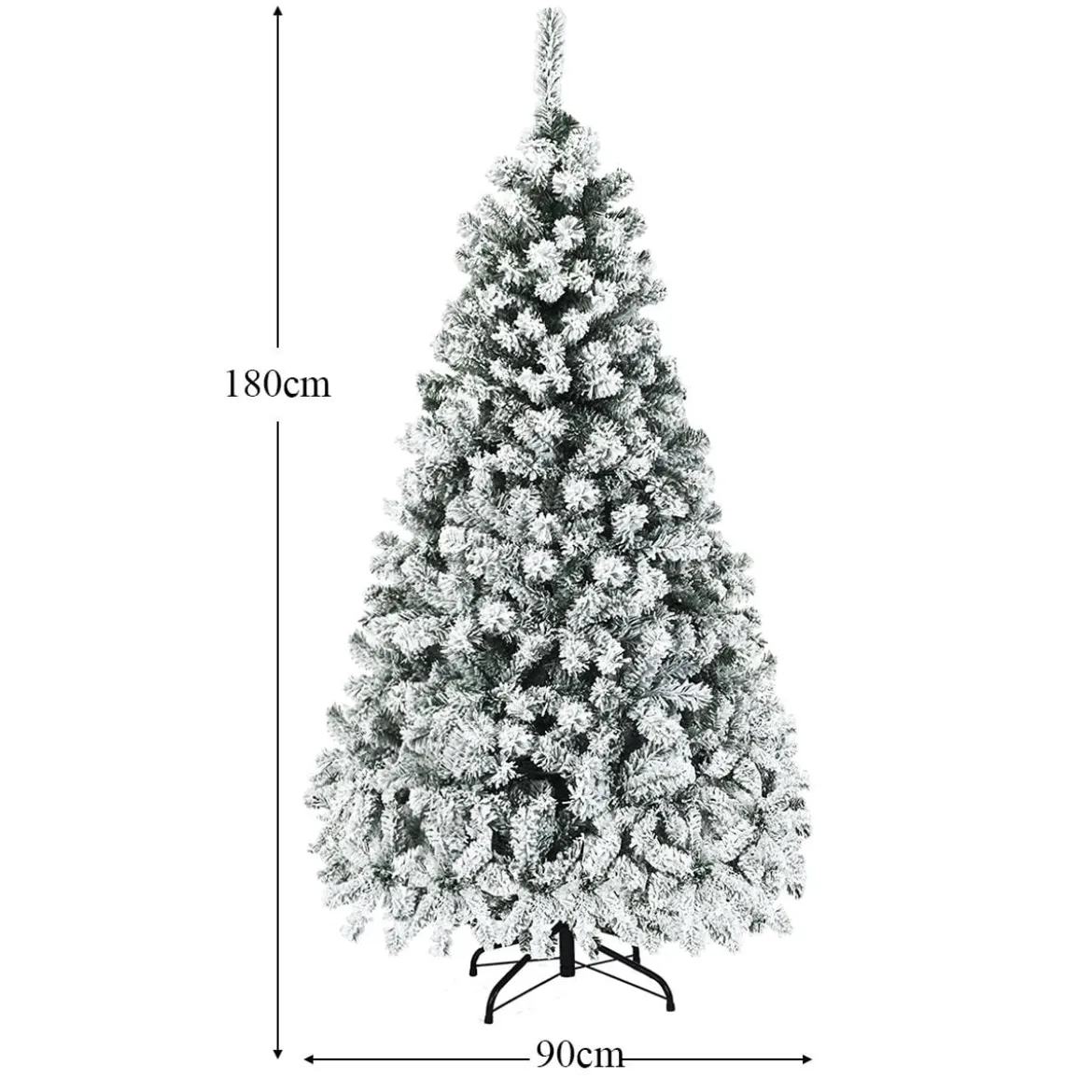 180 cm Weihnachtsbaum mit Schnee Premium-PVC-Nadeln mit LED-Lichtern Kunstbaum Weihnachten