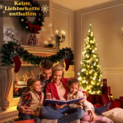 135cm Weihnachtsbaum schmal mit warmweißen LED-Leuchten künstlicher Tannenbaum Grün