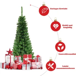 135cm Weihnachtsbaum schmal mit warmweißen LED-Leuchten künstlicher Tannenbaum Grün