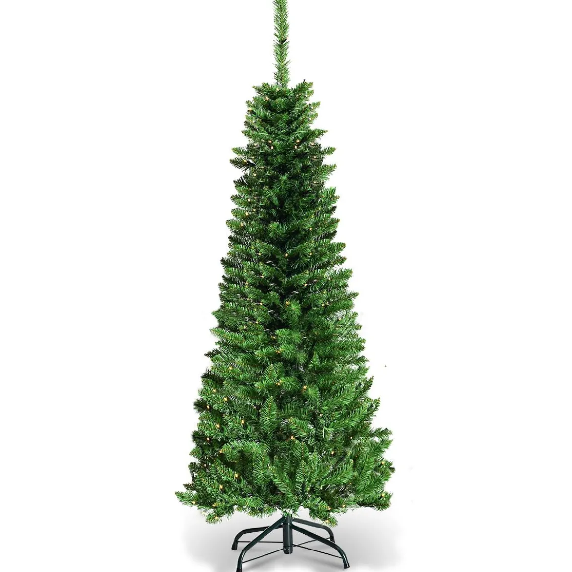 135cm Weihnachtsbaum schmal mit warmweißen LED-Leuchten künstlicher Tannenbaum Grün