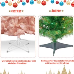 180 cm Weihnachtsbaum Tannenbaum mit Metallständer Kunstbaum Weihnachten Rosa