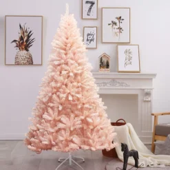 180 cm Weihnachtsbaum Tannenbaum mit Metallständer Kunstbaum Weihnachten Rosa