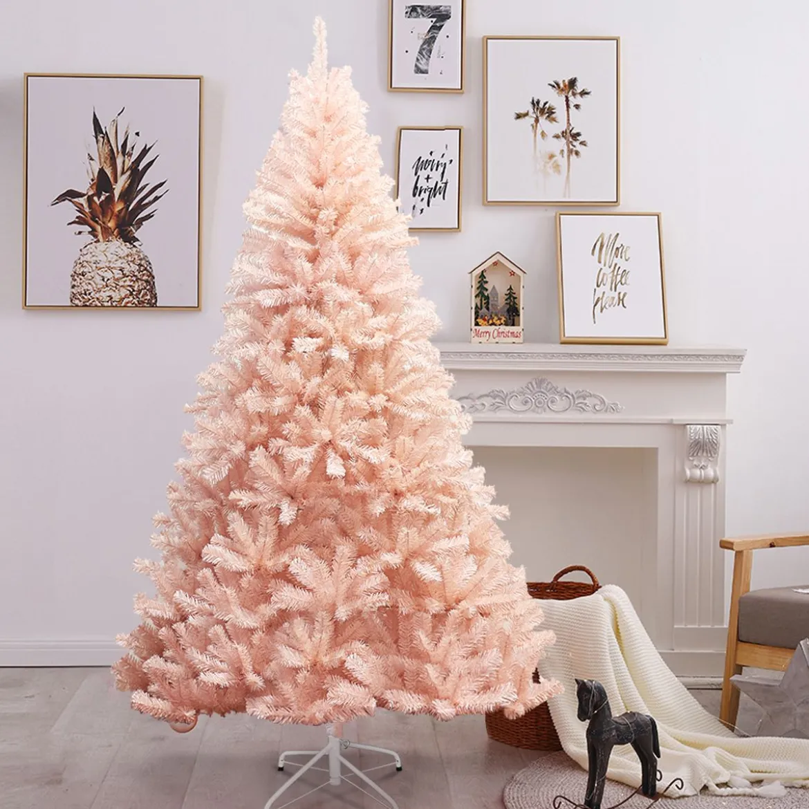 180 cm Weihnachtsbaum Tannenbaum mit Metallständer Kunstbaum Weihnachten Rosa