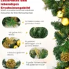 270 cm Weihnachtsgirlande mit 50 Warmweiß LEDs & Tannenzapfen & Goldenen Kugeln