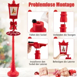185 cm Weihnachtslaterne mit Warmweißen LED-Leuchten Straßenlampe Weihnachtsdeko
