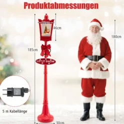 185 cm Weihnachtslaterne mit Warmweißen LED-Leuchten Straßenlampe Weihnachtsdeko