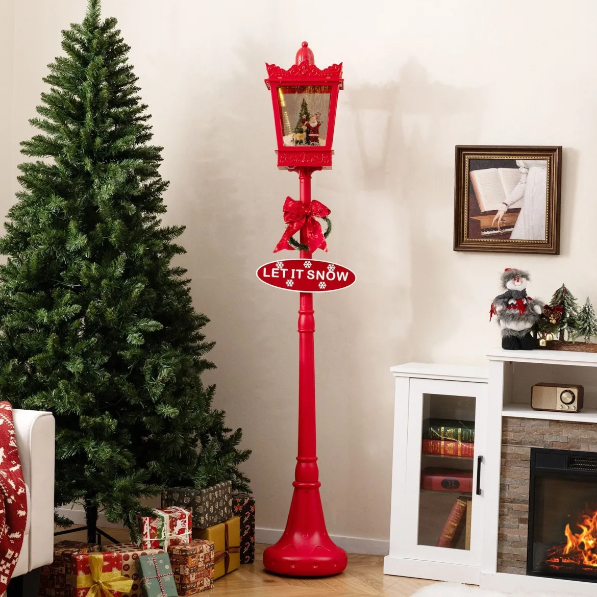185 cm Weihnachtslaterne mit Warmweißen LED-Leuchten Straßenlampe Weihnachtsdeko