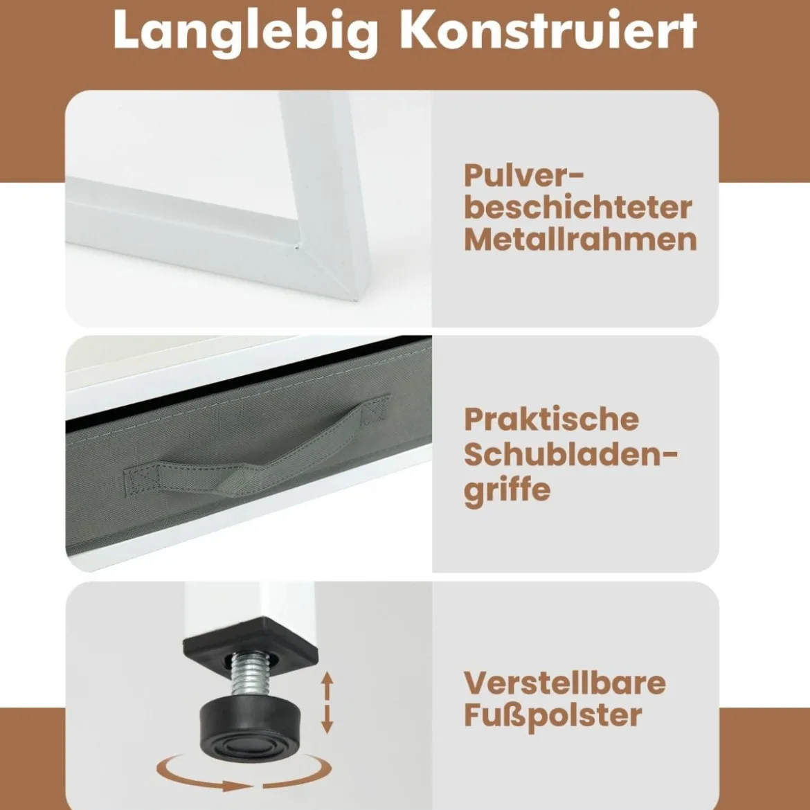 Computerschreibtisch mit Steckdosen Schminktisch und Hocker-Set mit Monitorständer Weiß