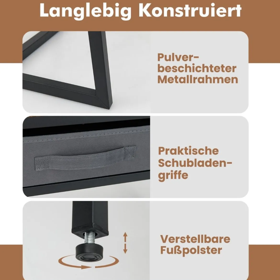 Computerschreibtisch mit Steckdosen Schminktisch und Hocker-Set mit Monitorständer Rustikal Braun