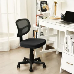Computerstuhl höhenverstellbar Low-Back-Bürostuhl moderner Lederstuhl 50 x 50 x 79-91 cm Schwarz