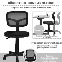 Computerstuhl höhenverstellbar Low-Back-Bürostuhl moderner Lederstuhl 50 x 50 x 79-91 cm Schwarz