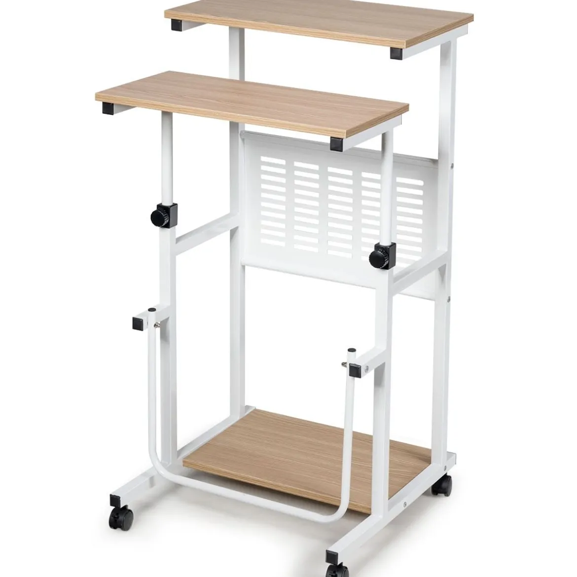 Computertisch 2-in-1 Bürotisch mit Höhenverstellbarer Tischplatte 55 x 53 x 98 cm Natur + Weiß