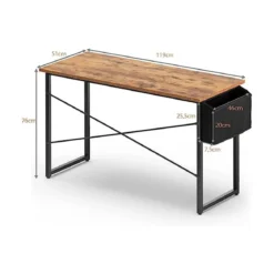 Computertisch mit Aufbewahrungsbeutel Schreibtisch aus Holz 119 X 51 X 76 cm (Rustikales Braun, L)