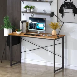 Computertisch mit Aufbewahrungsbeutel Schreibtisch aus Holz 119 X 51 X 76 cm (Rustikales Braun, L)