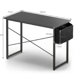 Computertisch mit Aufbewahrungsbeutel Schreibtisch aus Holz 102 X 51 X 76 cm (Schwarz, M)