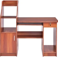 Computertisch mit Bücherregal Holzschreibtisch mit Ablagefächern und Schrank moderner Arbeitsplatz Schreibtisch für Arbeitszimmer Büro