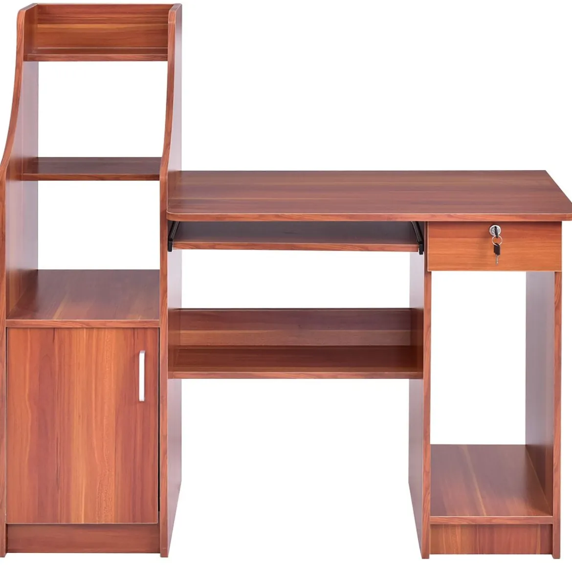 Computertisch mit Bücherregal Holzschreibtisch mit Ablagefächern und Schrank moderner Arbeitsplatz Schreibtisch für Arbeitszimmer Büro
