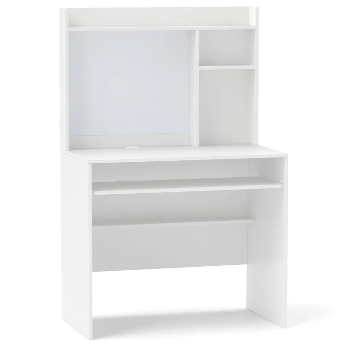Computertisch mit Magnetischer Pinnwand Home Office Schreibtisch Modern PC Tisch Weiß
