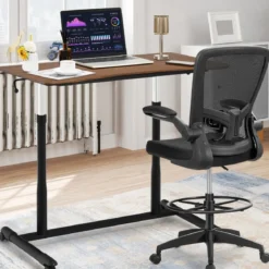 Computertisch mit 4 Rollen Höhenverstellbarer Schreibtisch 95 x 52 x 70 - 107 cm Braun