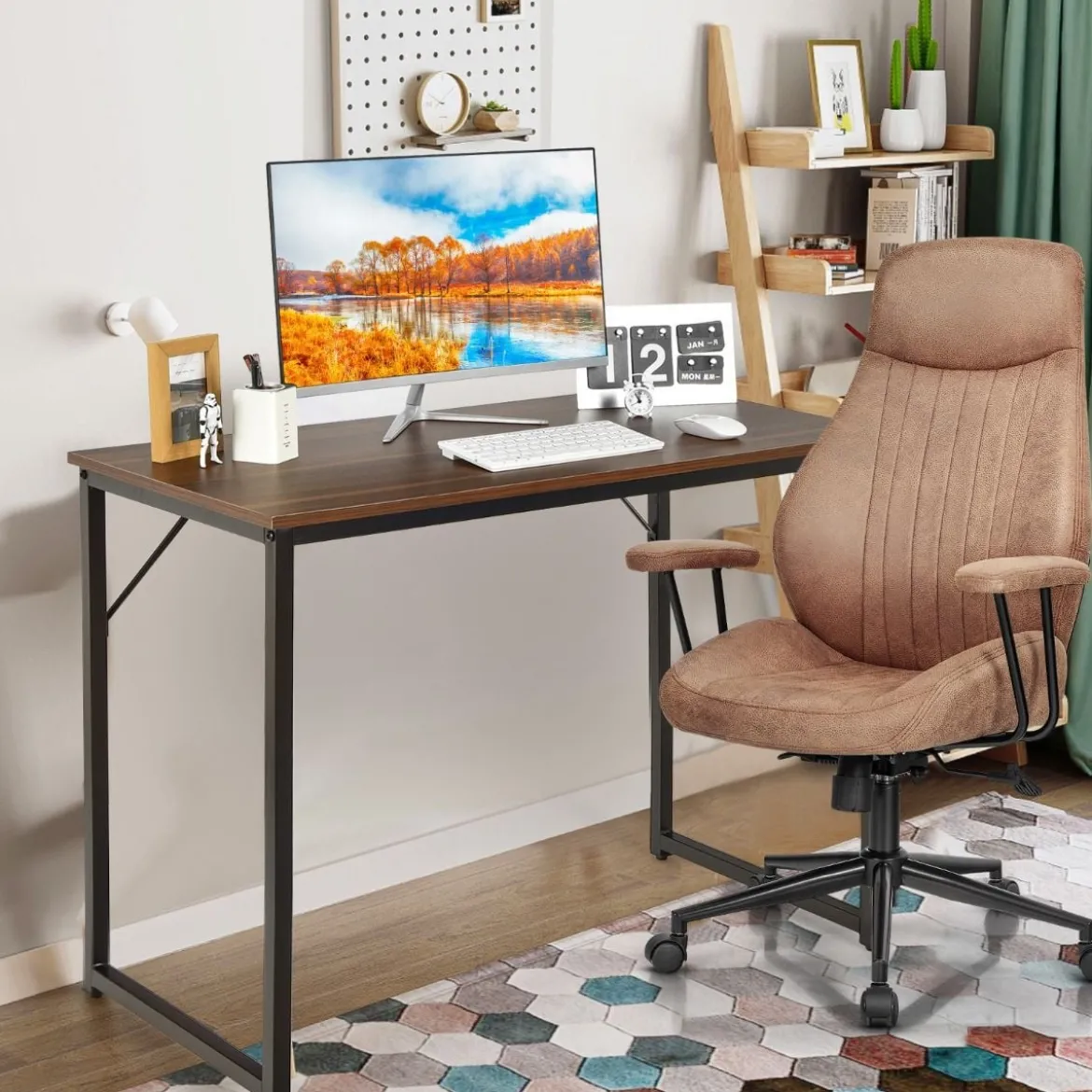 Computertisch mit schwerem Stahlrahmen moderner einfacher Laptoptisch Kaffee