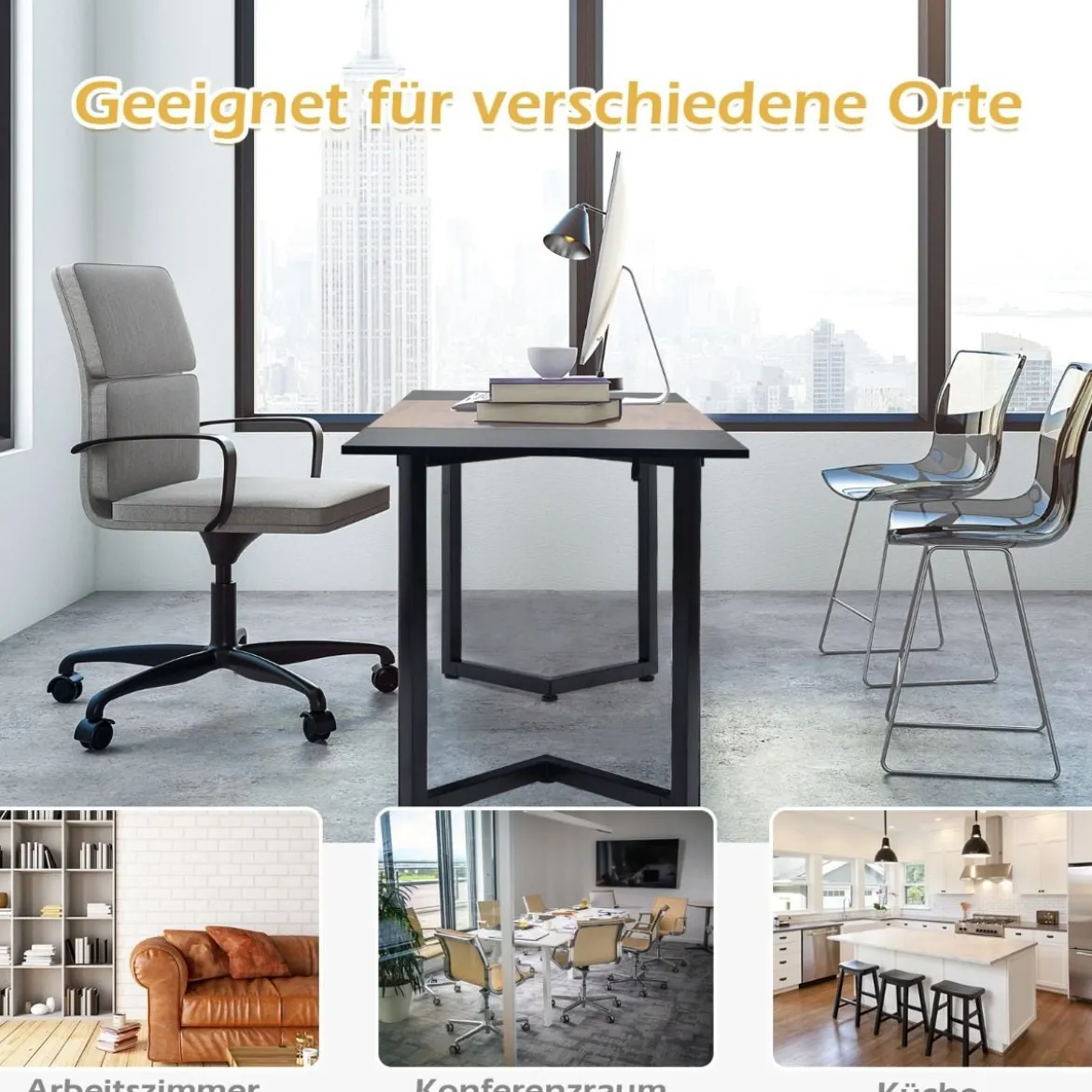 Computertisch mit Spleißbrett & Haken Schreibtisch Bürotisch 160 x 60 x 74 cm Schwarz