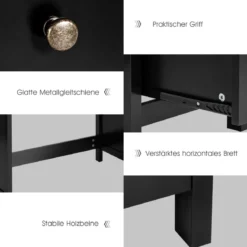 Computertisch Schreibtisch mit Schubladen Mehrzweck PC Tisch Arbeitstisch 120 x 50 x 75 cm Schwarz