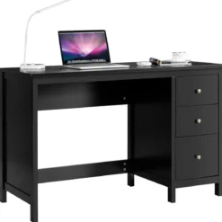 Computertisch Schreibtisch mit Schubladen Mehrzweck PC Tisch Arbeitstisch 120 x 50 x 75 cm Schwarz