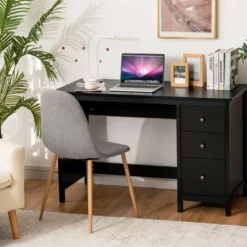 Computertisch Schreibtisch mit Schubladen Mehrzweck PC Tisch Arbeitstisch 120 x 50 x 75 cm Schwarz