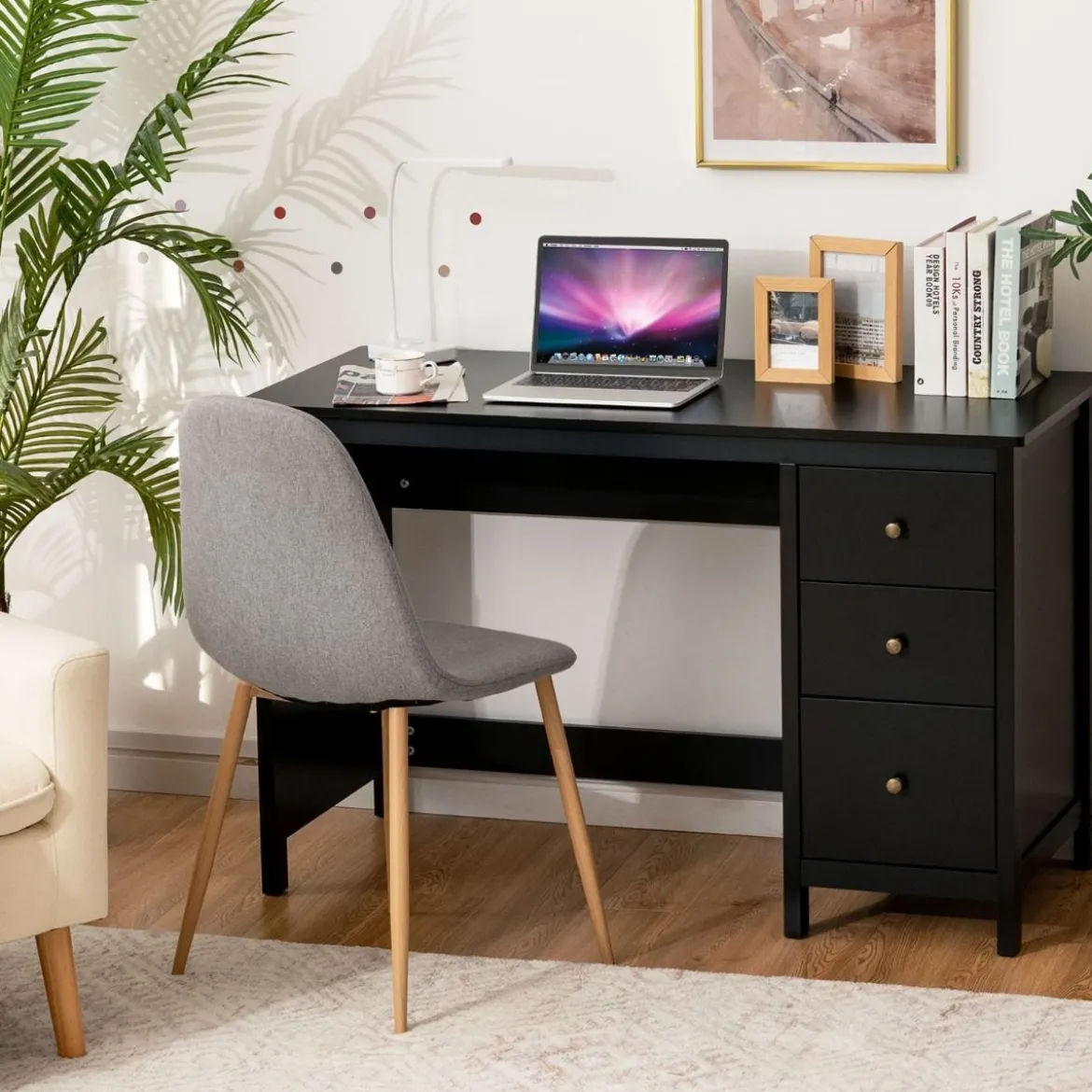 Computertisch Schreibtisch mit Schubladen Mehrzweck PC Tisch Arbeitstisch 120 x 50 x 75 cm Schwarz