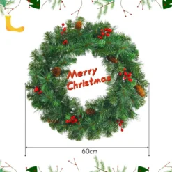 Cosway Künstlicher Beleuchteter Weihnachtskranz mit 110 grünen Zweigen 60 cm